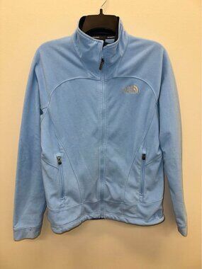 Womens The North Face Fleece Jacket full zipper and pockets light blue size Med